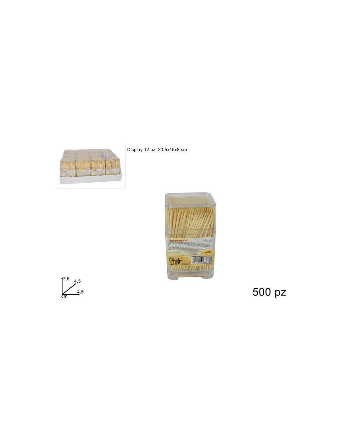 BARATTOLO QUADRATO 500 STUZZICADENTI 23348 2013351 su TreG Ingrosso