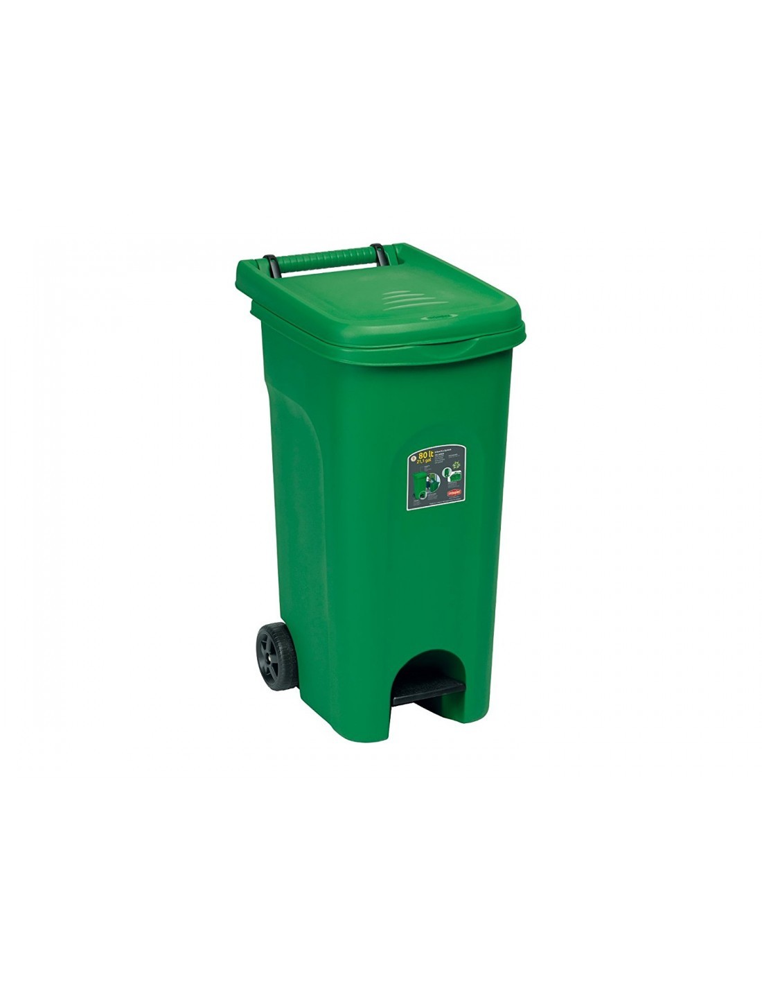 URBAN ECO SYSTEM BIDONE CON RUOTE 80 LT VERDE STEFANPLAST su TreG I...