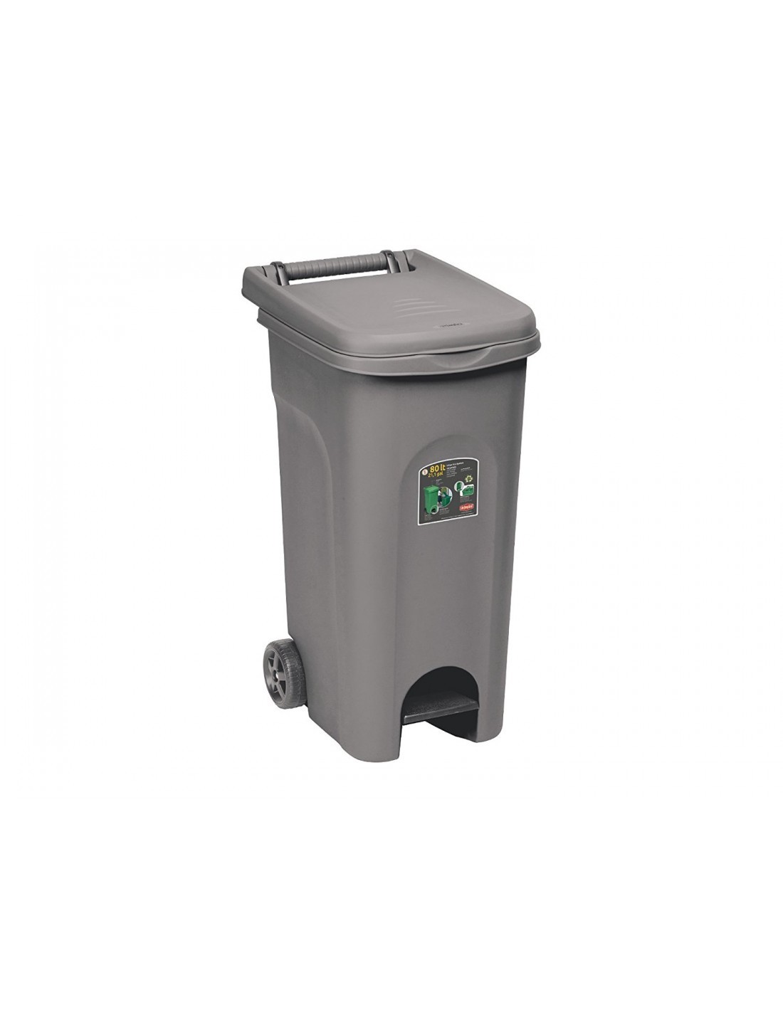 URBAN ECO SYSTEM BIDONE 80 LT GRIGIO CON PEDALE STEFANPLAST su TreG...