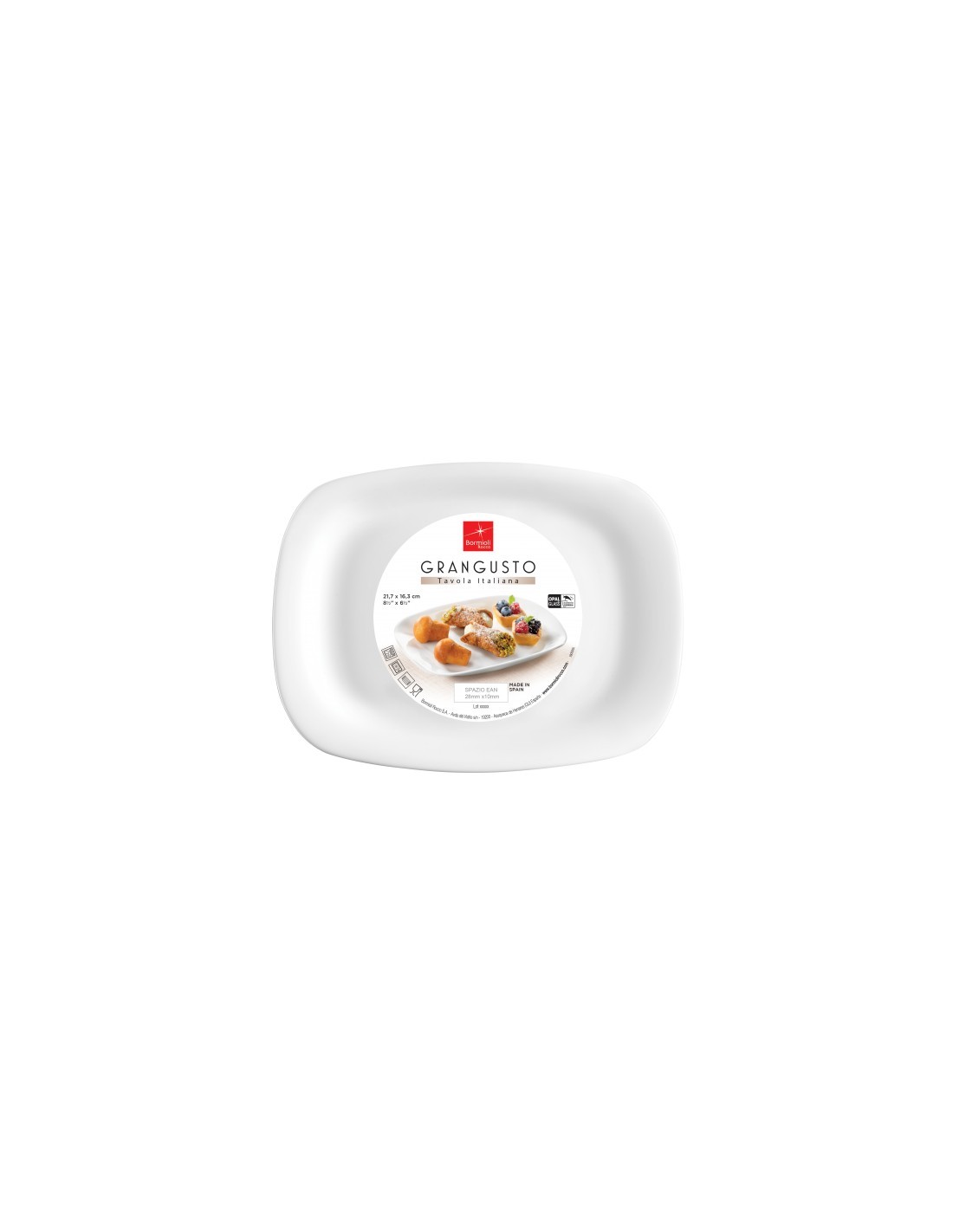GRANGUSTO PIATTO DOLCE 21,7X16,3 BORMIOLI ROCCO su TreG Ingrosso
