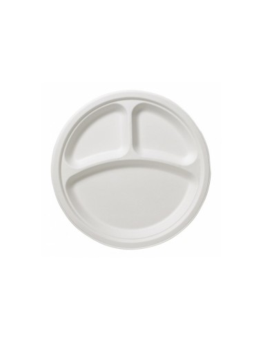 CONFEZIONE 50 PIATTI 3 SCOMPARTI BIODEGRADABILI CM.26 LEONE su TreG...