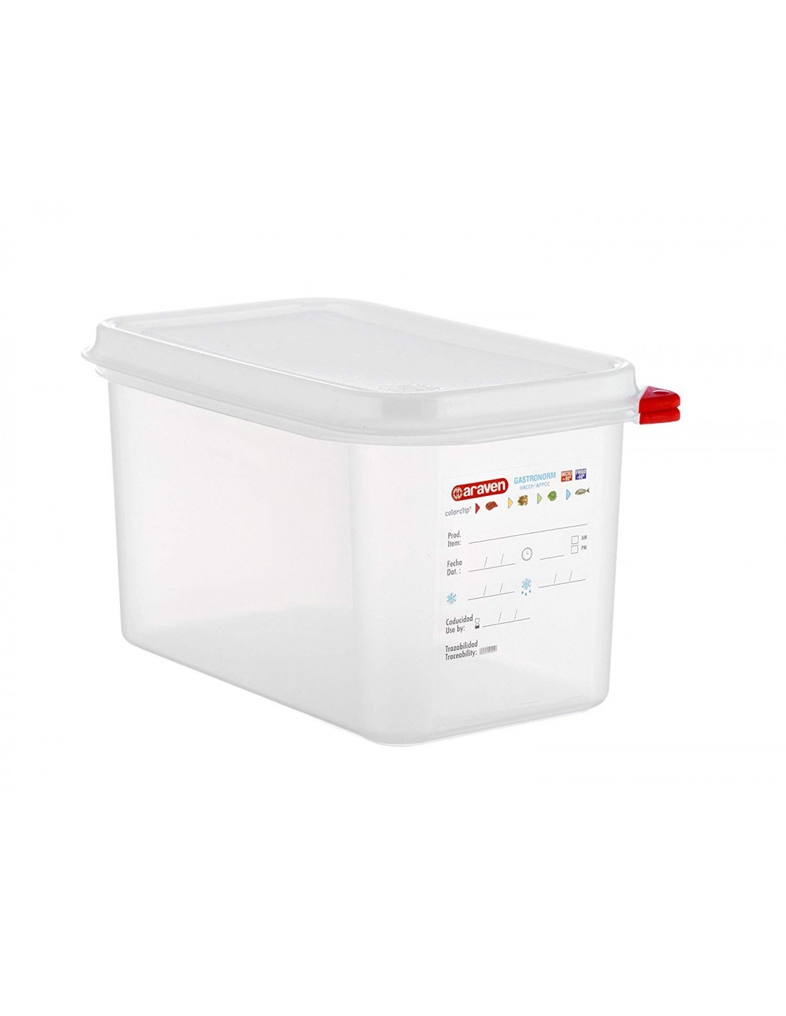 CONTENITORE CON COPERCHIO POLIPROPILENE GASTRONORM 1/4 03028 ARAVEN...