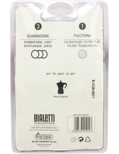 SET 3 GUARNIZIONI + FILTRO DI RICAMBIO PER BIALETTI 12 TZ 109746 su...