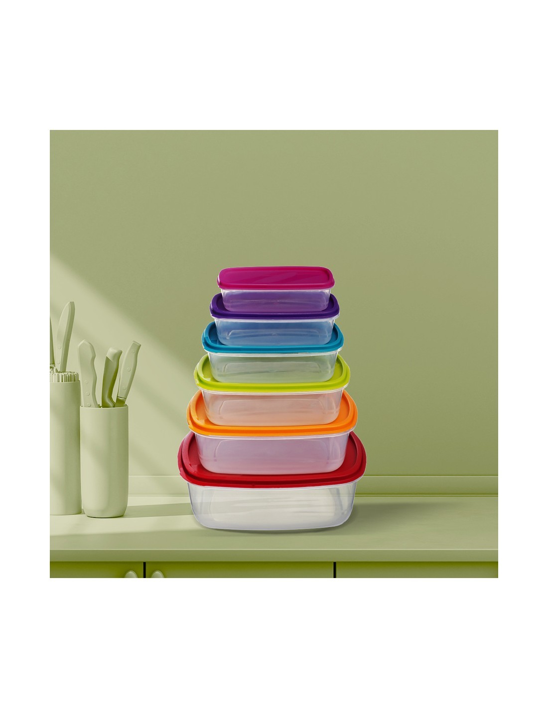 SET 6 CONTENITORI 120393 CON COPERHIO RETTANGOLARE su TreG Ingrosso