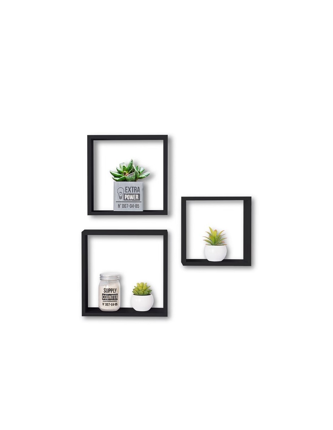 SET 3 MENSOLE 138957A CUBI NERO su TreG Ingrosso