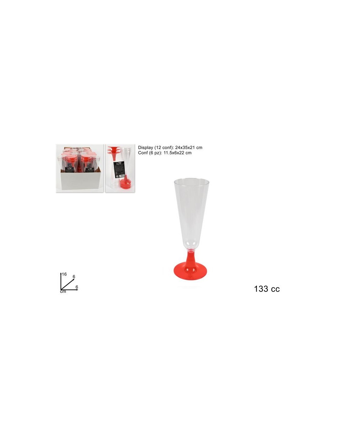 CONF 6 FLUTES 407554 FONDO ROSSO su TreG Ingrosso