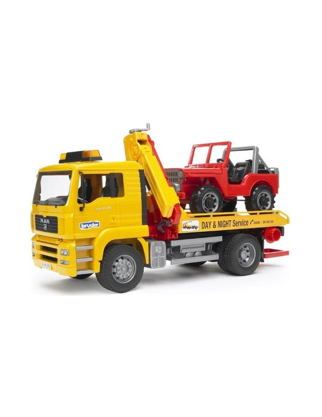 CAMION MAN TGA41440 CON JEEP 2750 BRUDER SPIELWAREN su TreG Ingrosso