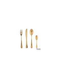 SERVIZIO 16 POSATE IN ACCIAIO INOX COLORE ORO su TreG Ingrosso