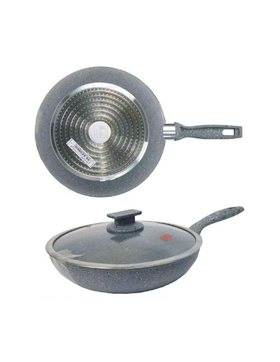 REGINA DI PIETRA PADELLA 28CM CON COPERCHIO FONDO INDUZIONE su TreG...