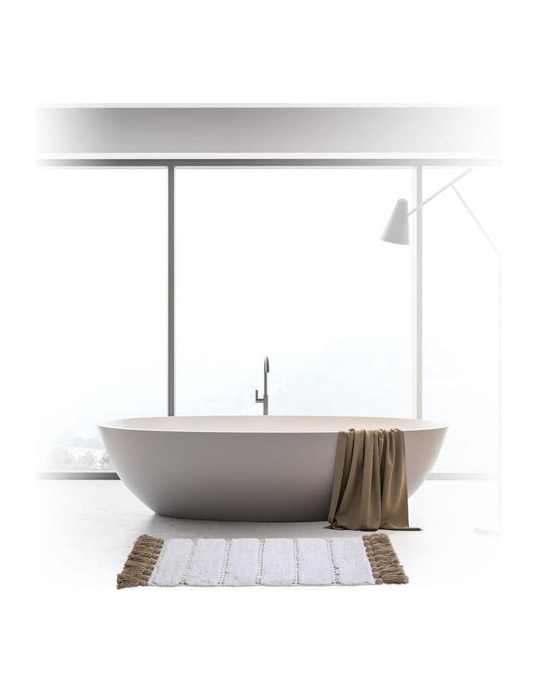 TAPPETO BAGNO 174631A 50X75 CON FRANGE TORTORA su TreG Ingrosso