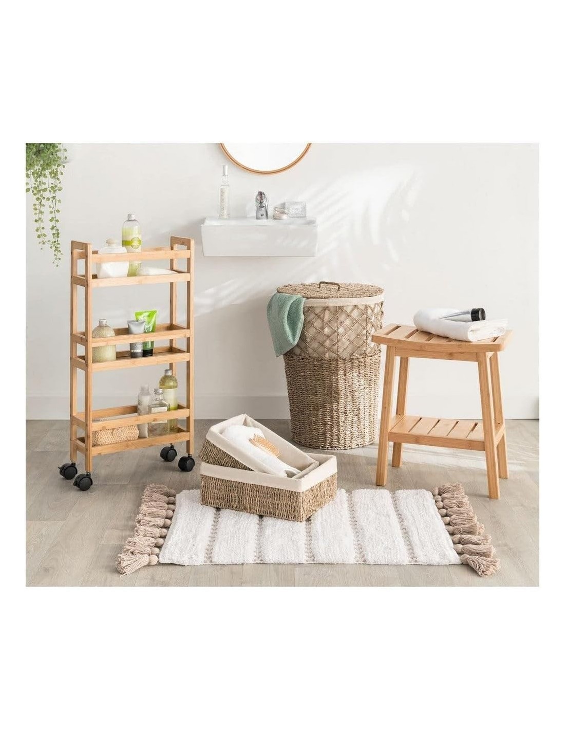 TAPPETO BAGNO 174631A 50X75 CON FRANGE TORTORA su TreG Ingrosso