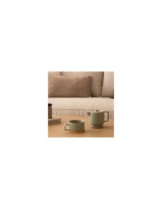 Servizio da tè singolo Nature in ceramica color menta