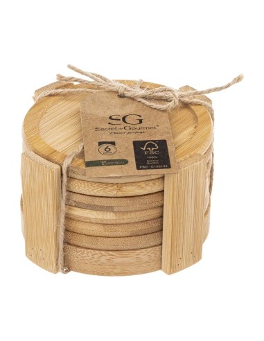 SET 6 SOTTOBICCHIERI 160726 CON STAND BAMBOO su TreG Ingrosso
