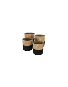 CACHEPOT D.27.5xH.27CM JUTA NERO 157101A su TreG Ingrosso