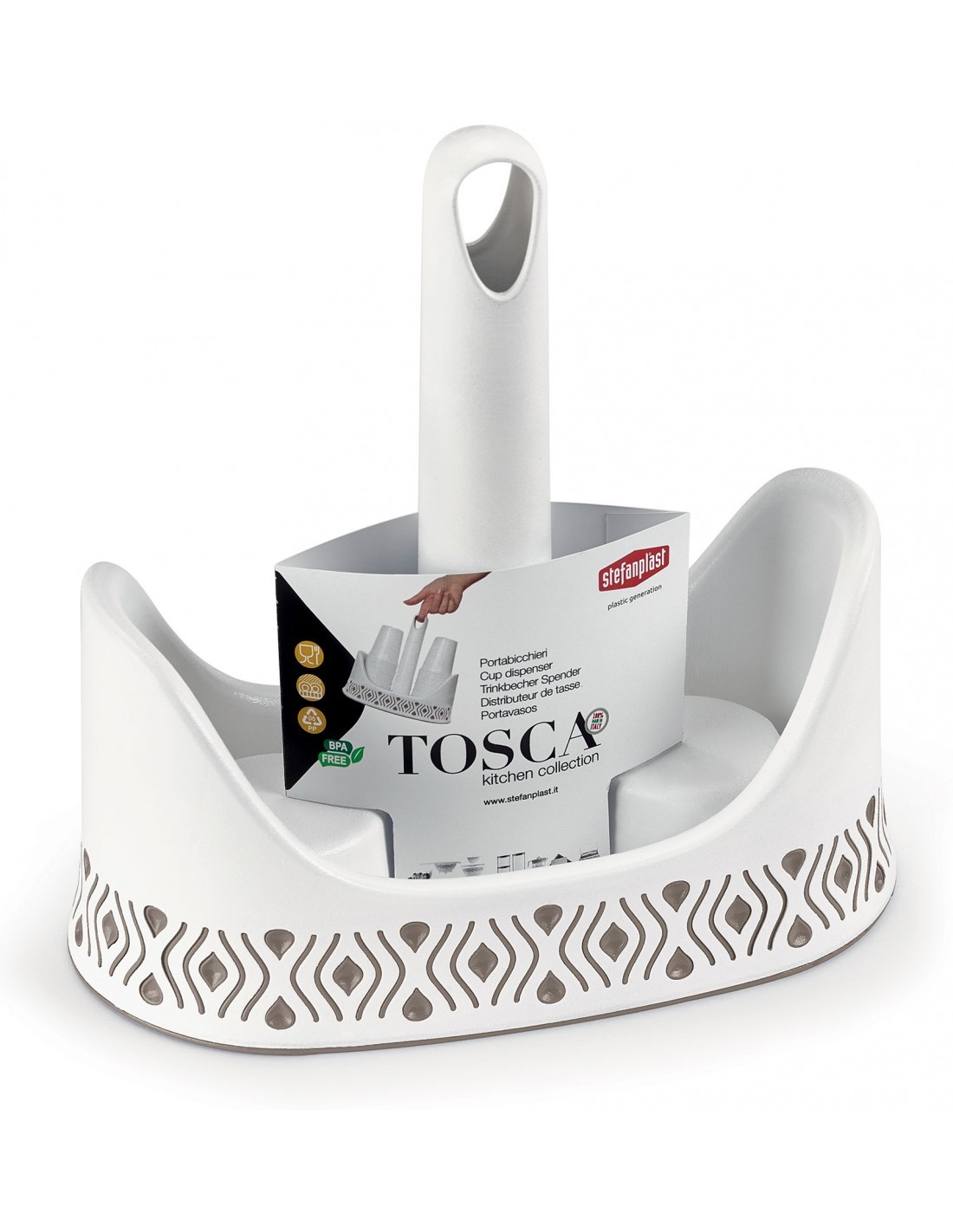 PORTABICCHIERI TOSCA BIANCO/TORTORA su TreG Ingrosso