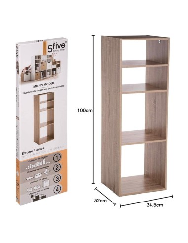 SCAFFALE LEGNO 4 RIPIANI 34X32X100 su TreG Ingrosso