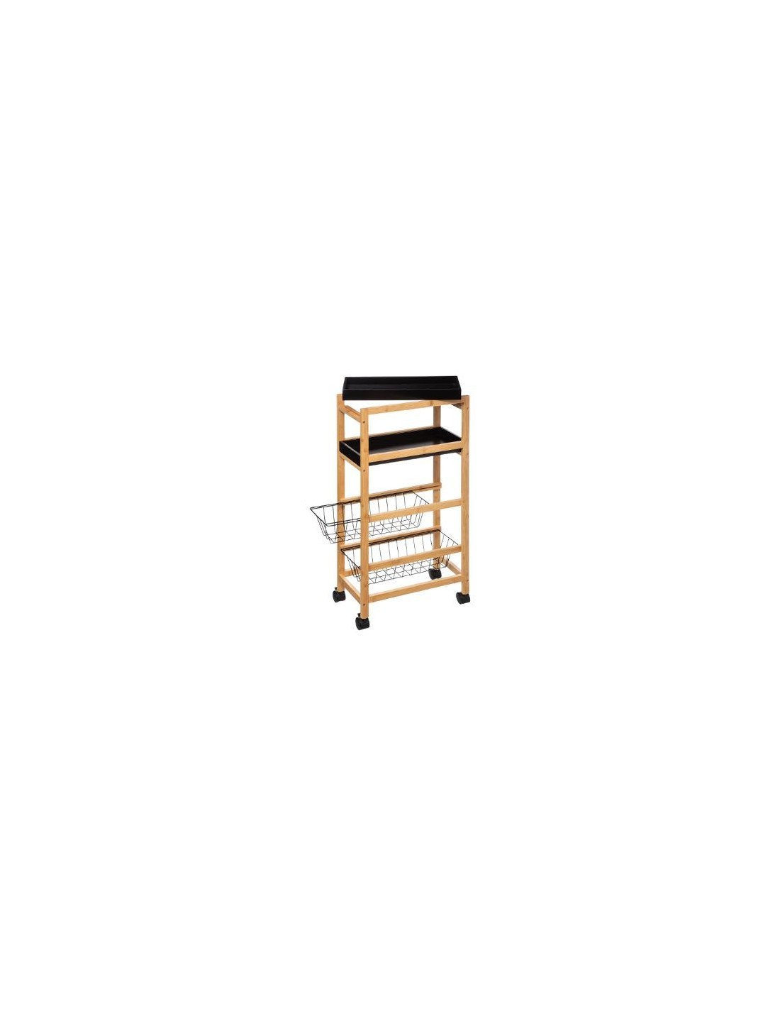 CARRELLO BAMBOO 2 CESTINI+2 VASSOI 40X22X83CM su TreG Ingrosso