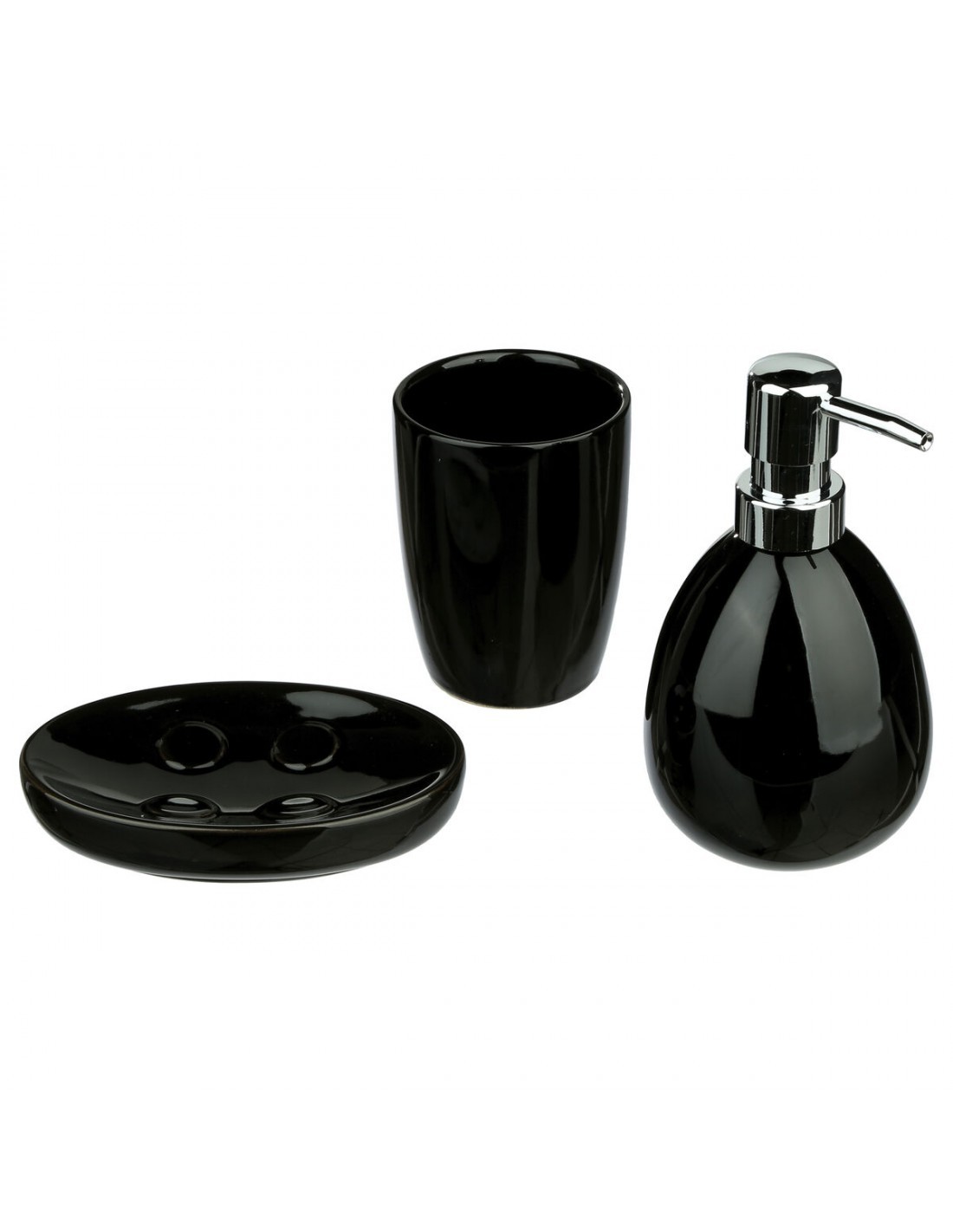 SET 3 ACCESSORI BAGNO SUN NERO su TreG Ingrosso
