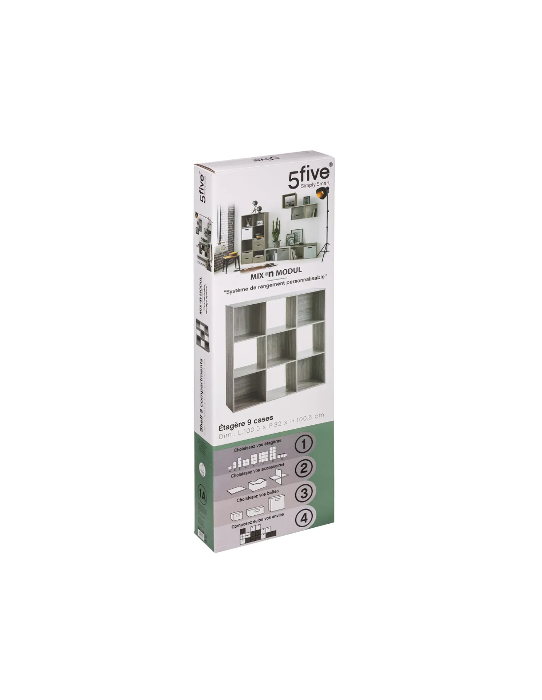 SCAFFALE 9 SCOMPARTI 100X32X100CM GRIGIO su TreG Ingrosso