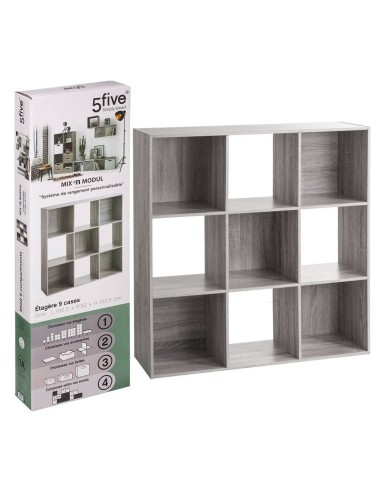 SCAFFALE 9 SCOMPARTI 100X32X100CM GRIGIO su TreG Ingrosso