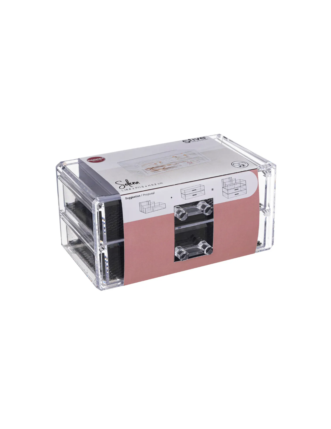 PORTAGIOIE TRASPARENTE 2 CASSETTI 19X9X12CM su TreG Ingrosso