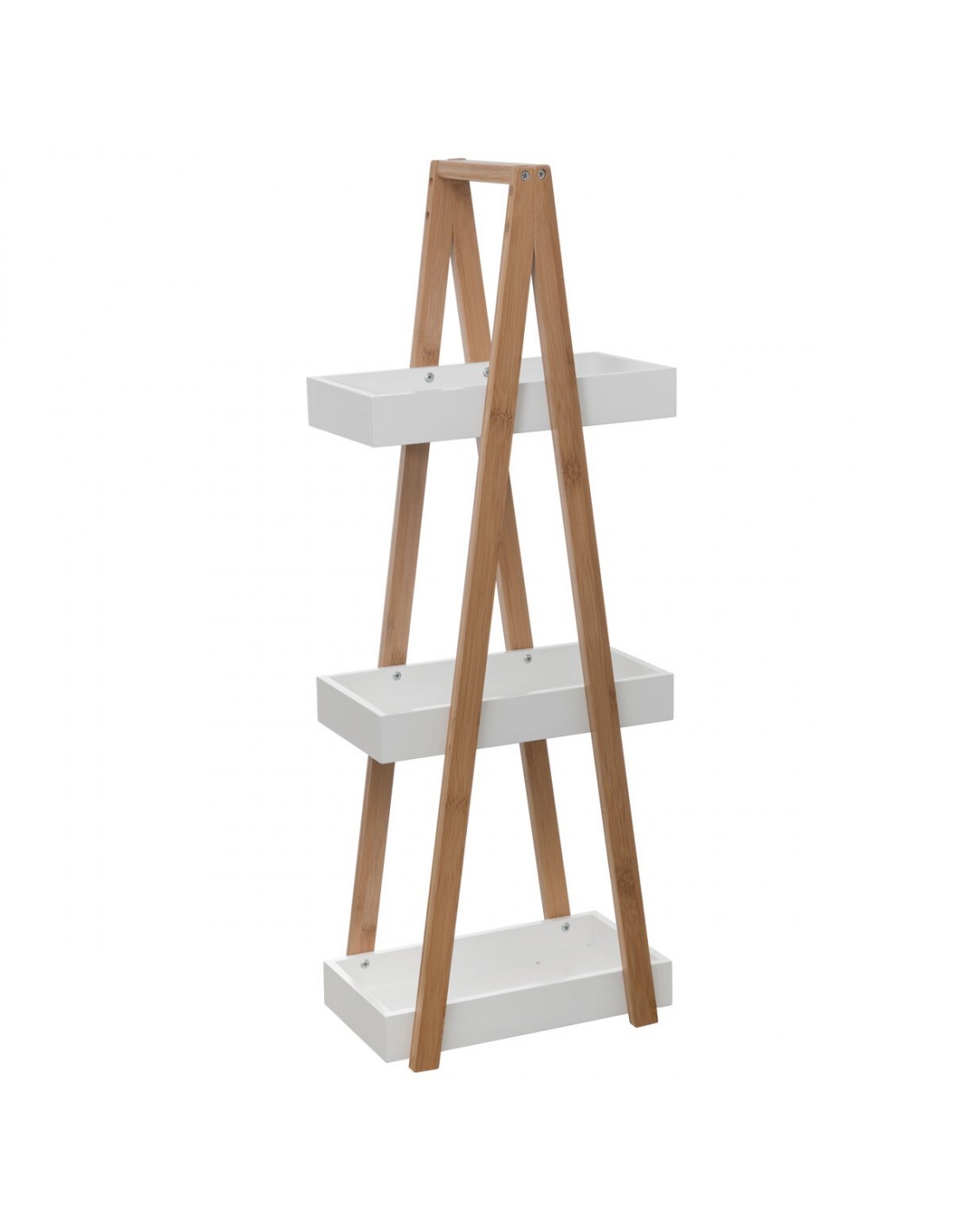 MENSOLA BAGNO 3 RIPIANI BAMBOO BIANCO 30X18X82CM su TreG Ingrosso