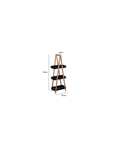 MENSOLA BAGNO 3 RIPIANI BAMBOO NERO 30X18X82CM su TreG Ingrosso