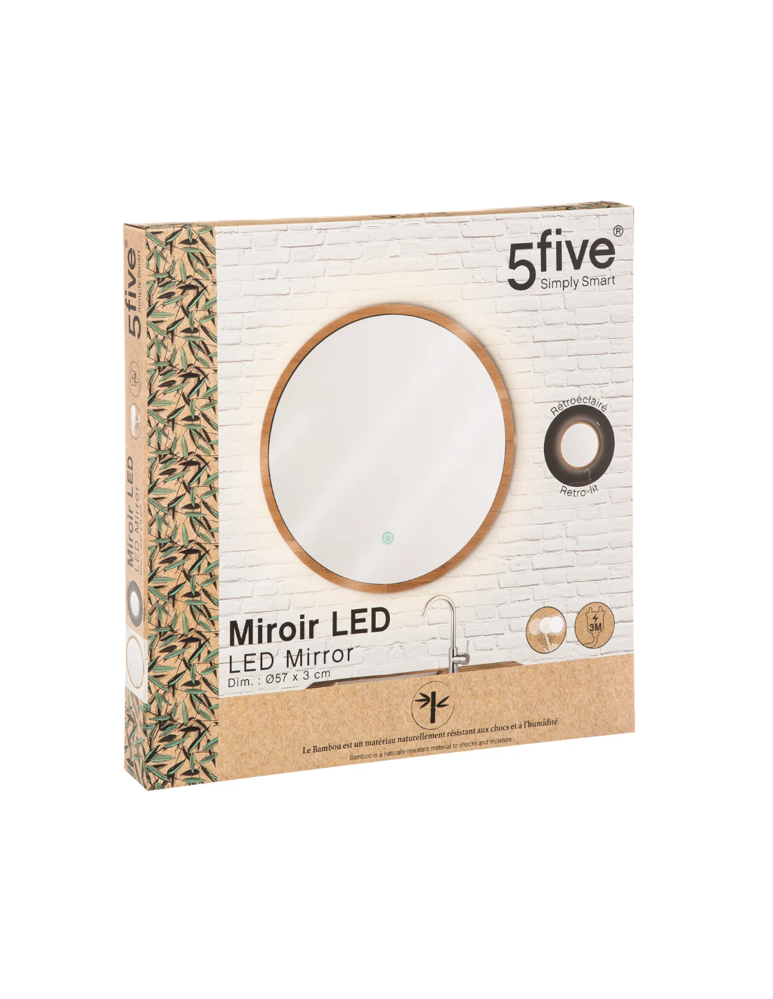 SPECCHIO BAMBOO/VETRO D57CM su TreG Ingrosso