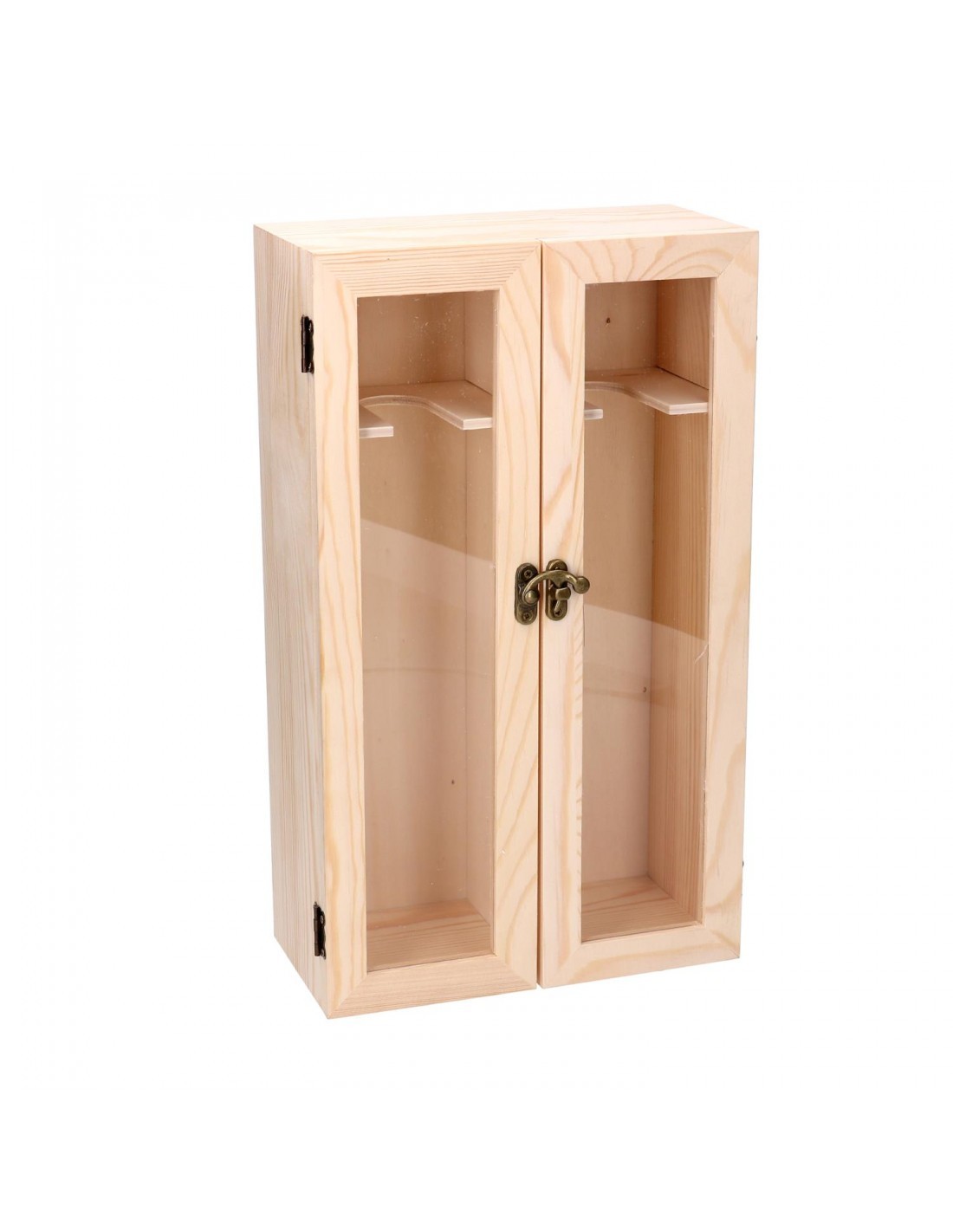 PORTABOTTIGLIE LEGNO 2P CON VETRO 36X21X11CM su TreG Ingrosso