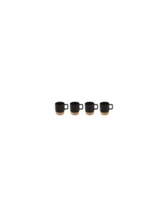 SET 4 TAZZINE 12CL NERO BASE LEGNO su TreG Ingrosso