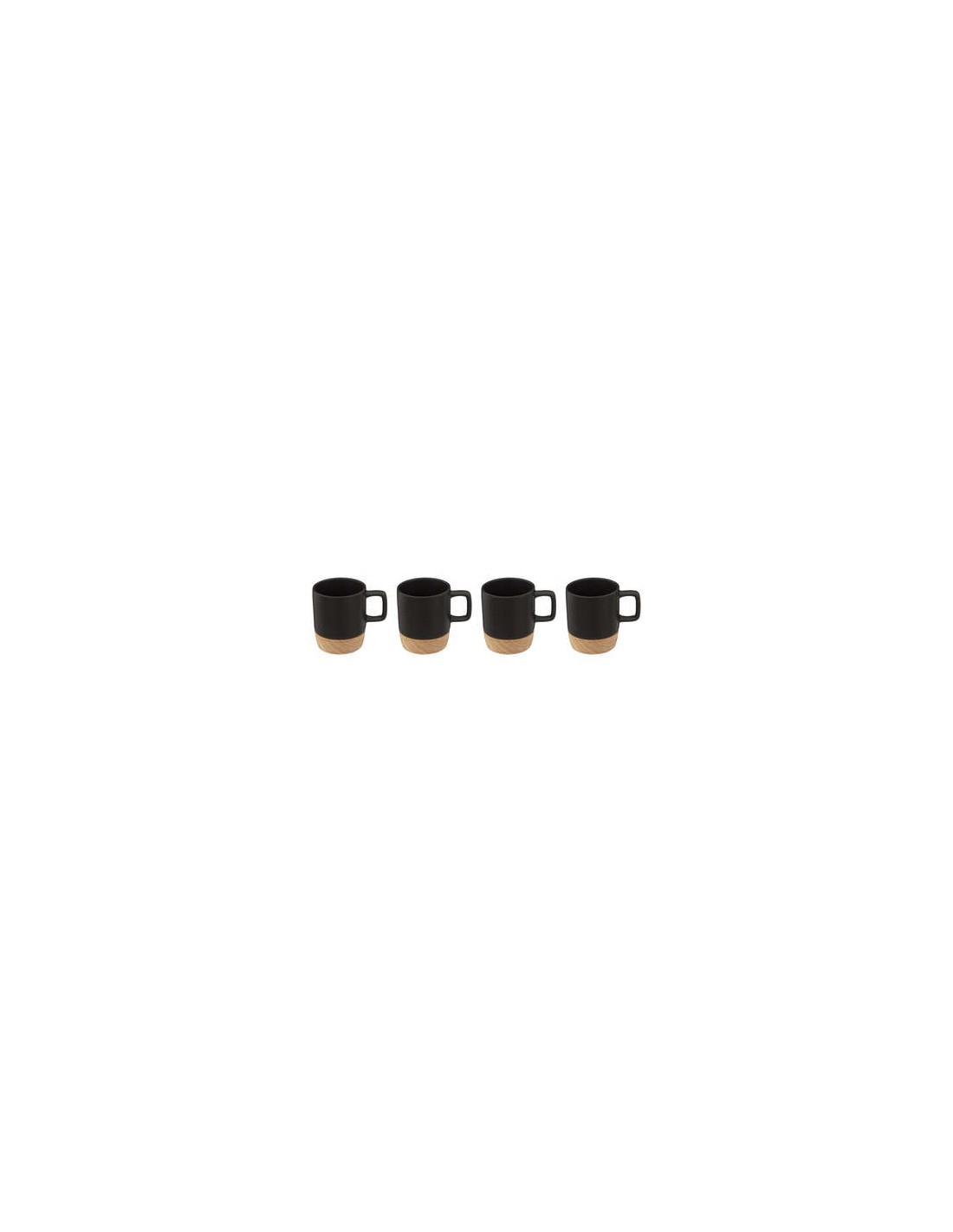 SET 4 TAZZINE 12CL NERO BASE LEGNO su TreG Ingrosso