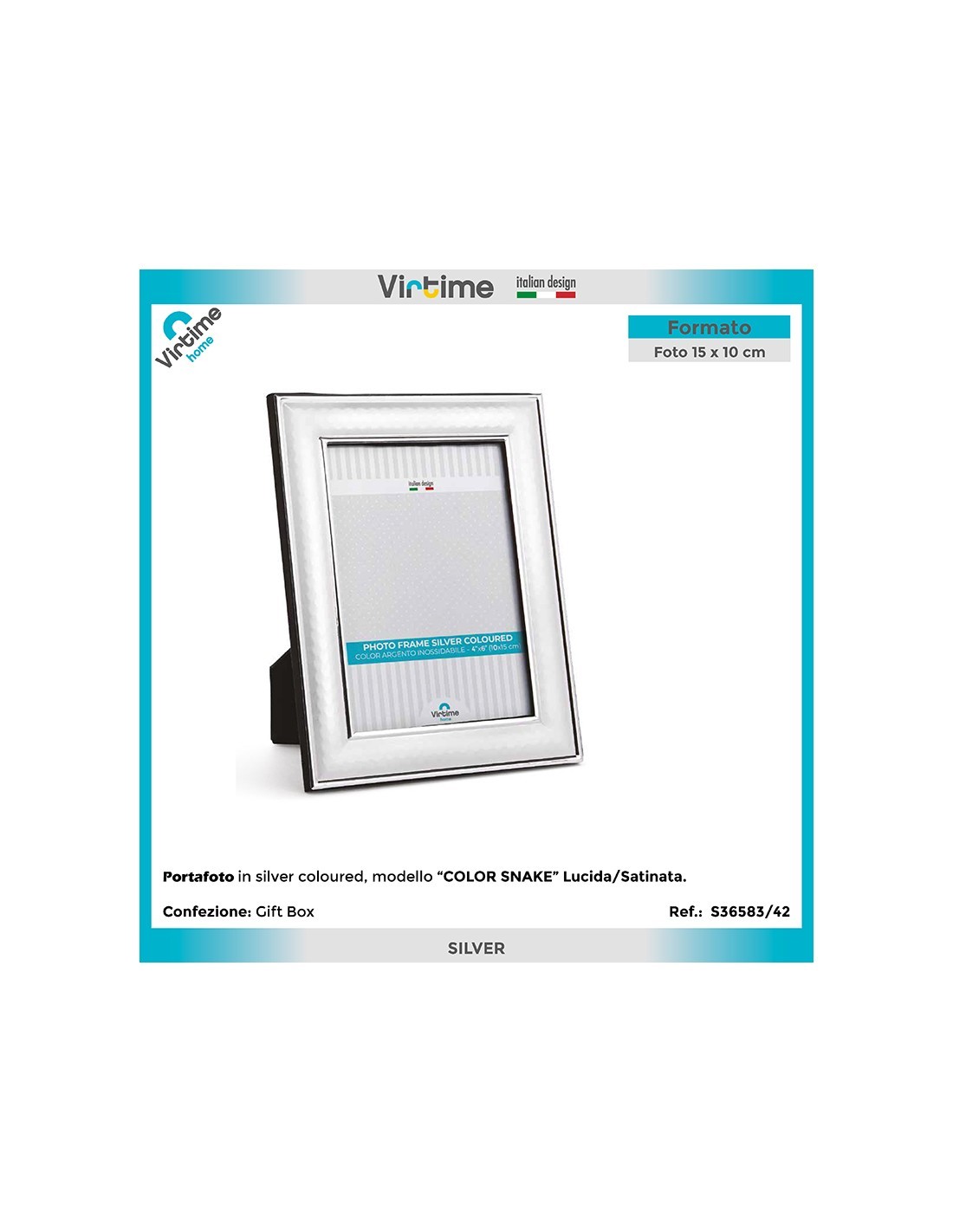 PORTAFOTO 36583/42 SILVER 10X15CM SNAKE su TreG Ingrosso