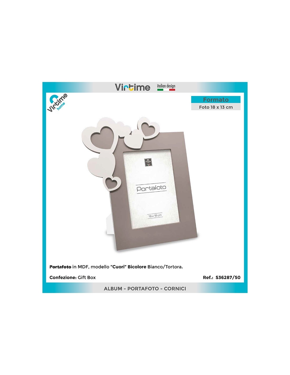 PORTAFOTO S36287/50 CUORI 13X18 BICOLOR su TreG Ingrosso