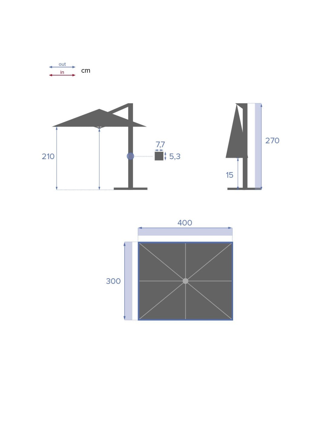 OMBRELLONE EQUADOR 3 X 4 BORDEAUX su TreG Ingrosso