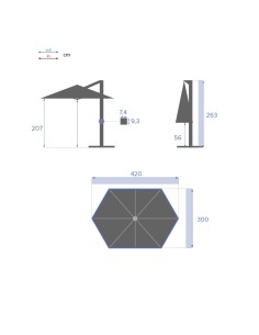 OMBRELLONE ELEA 3X4,2 ESAGONALE ANTRACITE su TreG Ingrosso