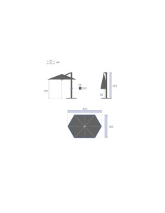 OMBRELLONE 171259A ELEA 3X4,2 ESAGONALE ARDESIA su TreG Ingrosso