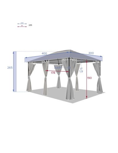 GAZEBO 123960 SANTORINI 4X3 ARDESIA su TreG Ingrosso