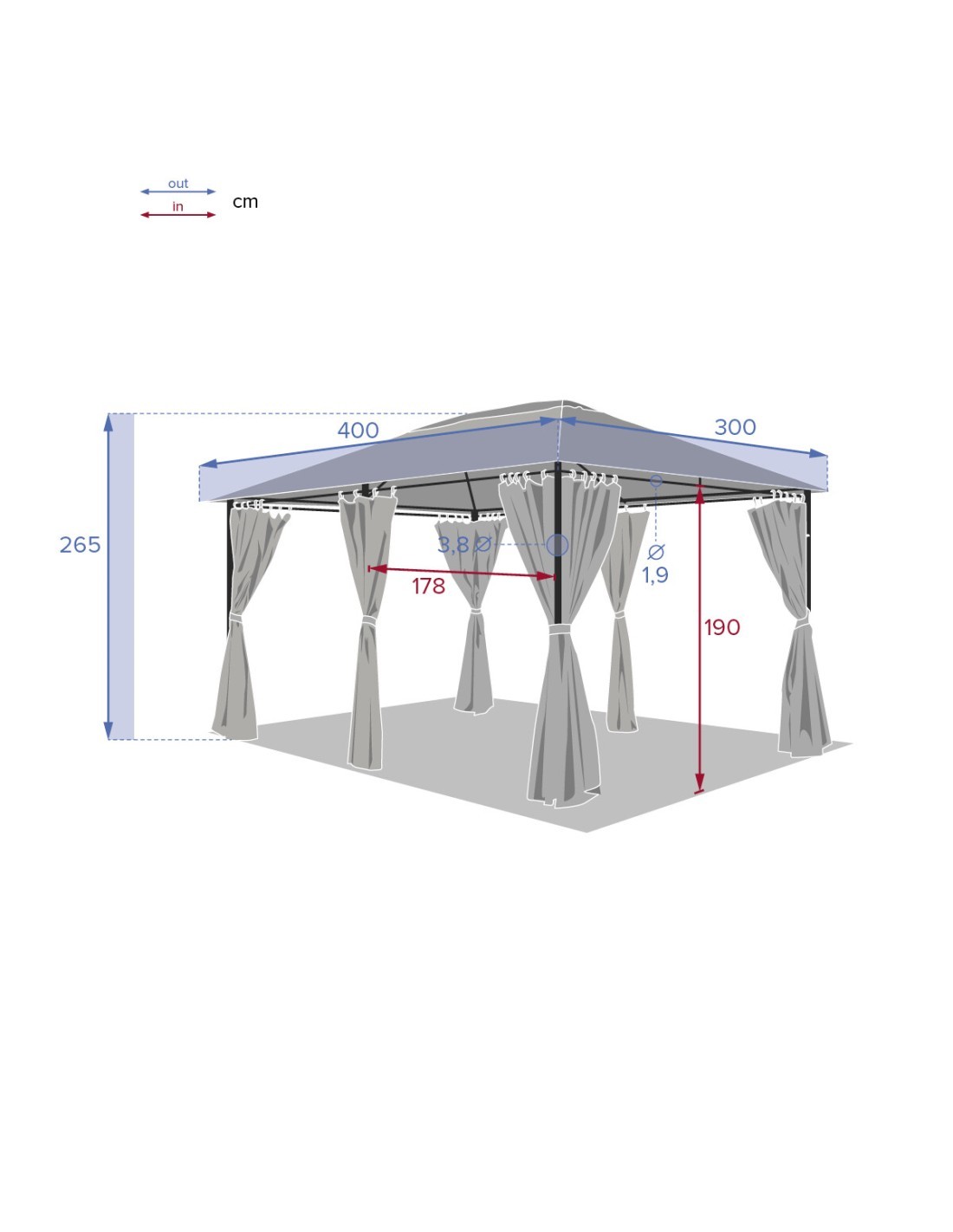 GAZEBO 123960 SANTORINI 4X3 ARDESIA su TreG Ingrosso