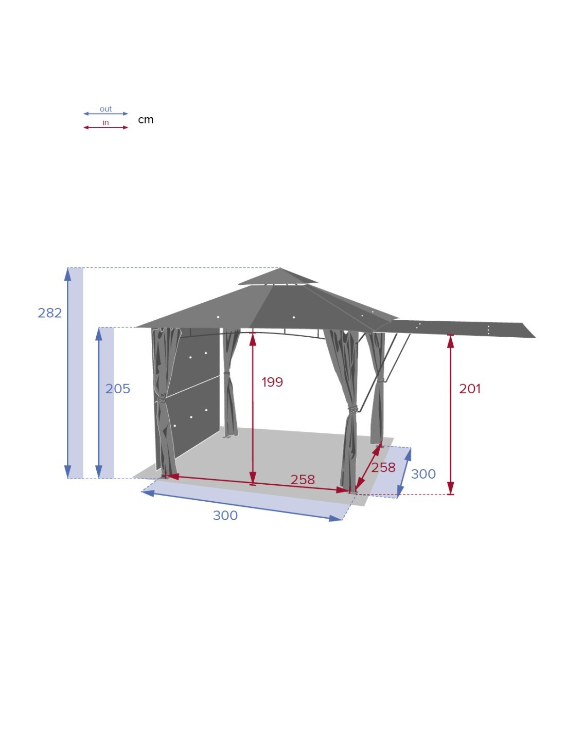 GAZEBO 149709 AMALYA 3X3 ARDESIA su TreG Ingrosso
