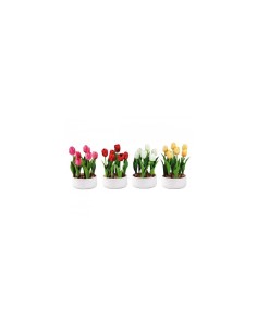 TULIPANI 74878 CON VASO 19X32CM ASSORTITO su TreG Ingrosso