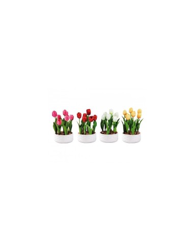 TULIPANI 74878 CON VASO 19X32CM ASSORTITO su TreG Ingrosso