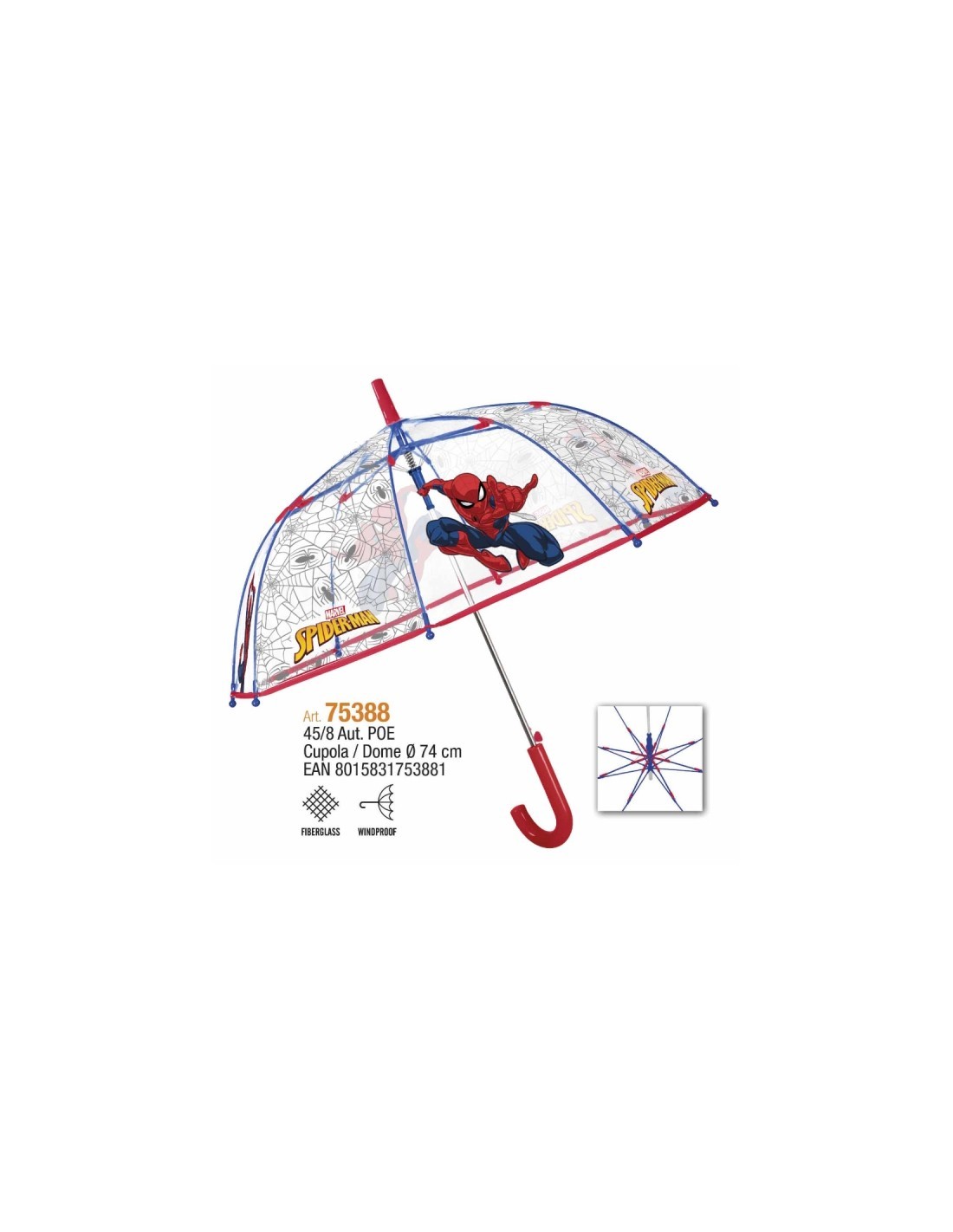 75388 OMBRELLO AUTOMATICO 45CM SPIDERMAN su TreG Ingrosso