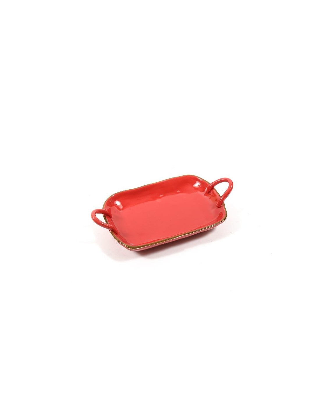 PIATTO PORTATA 18246 ROSSO C/MANICI 31,5X17,5CM CERAMICA su TreG In...
