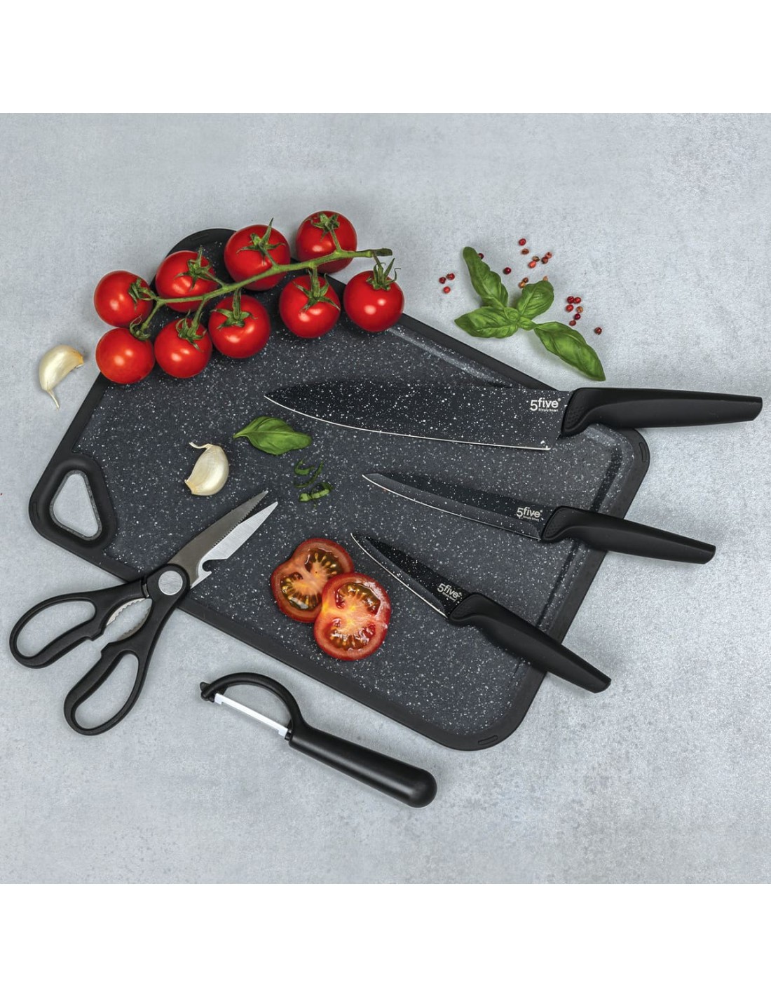 SET UTENSILI CUCINA 5 PEZZI CON TAGLIERE 179737 su TreG Ingrosso