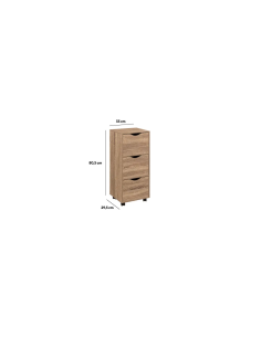 CASSETTIERA 181284 3 CASSETTI MDF 33X29X80CM NATURALE su TreG Ingrosso 2