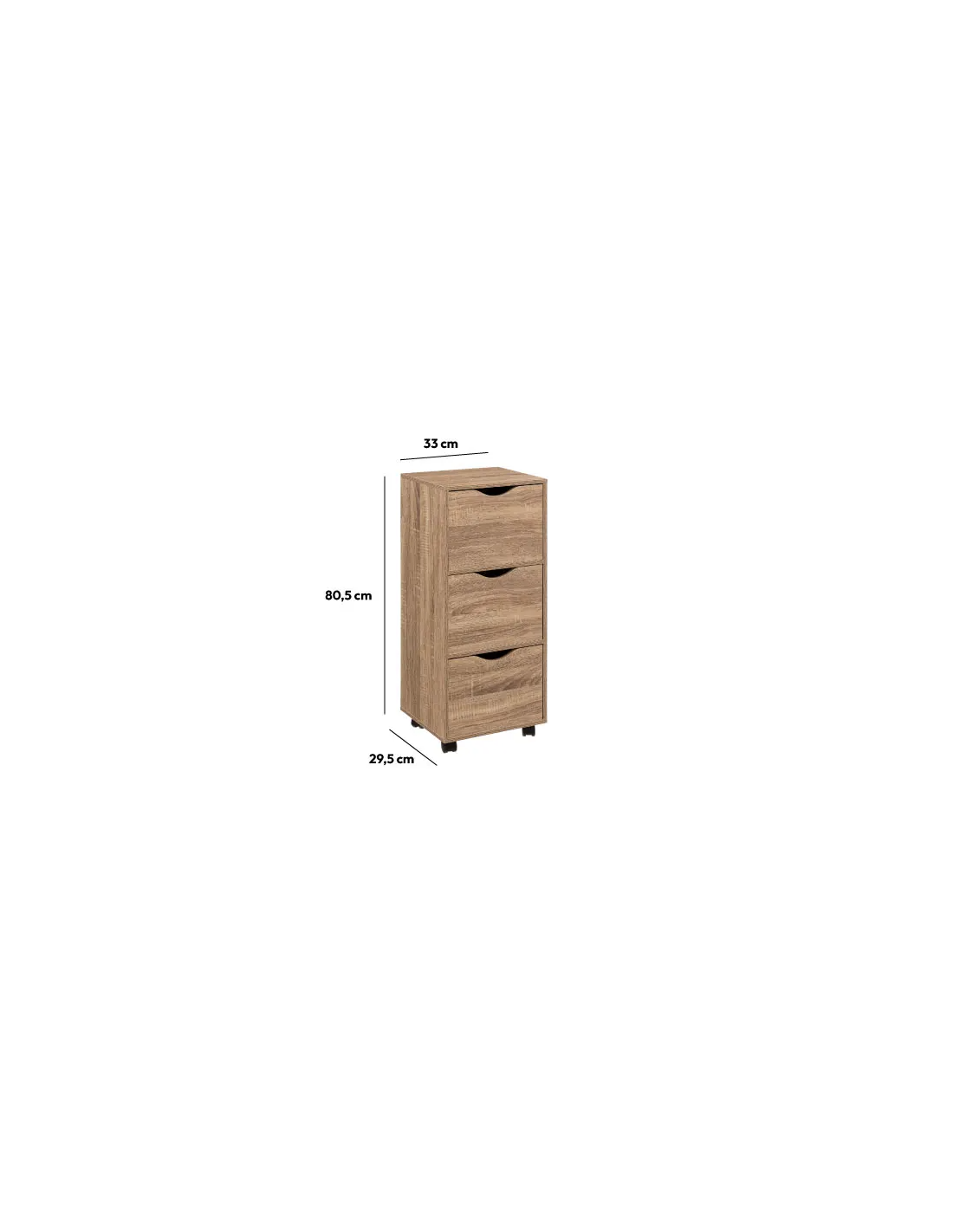 CASSETTIERA 181284 3 CASSETTI MDF 33X29X80CM NATURALE su TreG Ingrosso