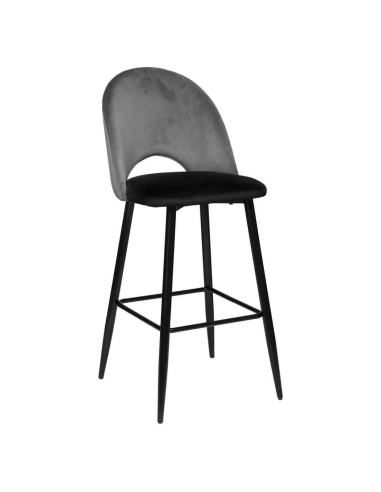 SGABELLO BAR 184916A KARA VELLUTO ARDESIA su TreG Ingrosso