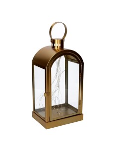 LANTERNA LED METALLO ORO 20X15X39CM su TreG Ingrosso