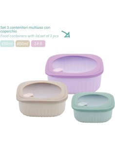 SET 3 CONTENITORI 04GD267 QUADRATI CHIUSURA ERMETICA su TreG Ingrosso