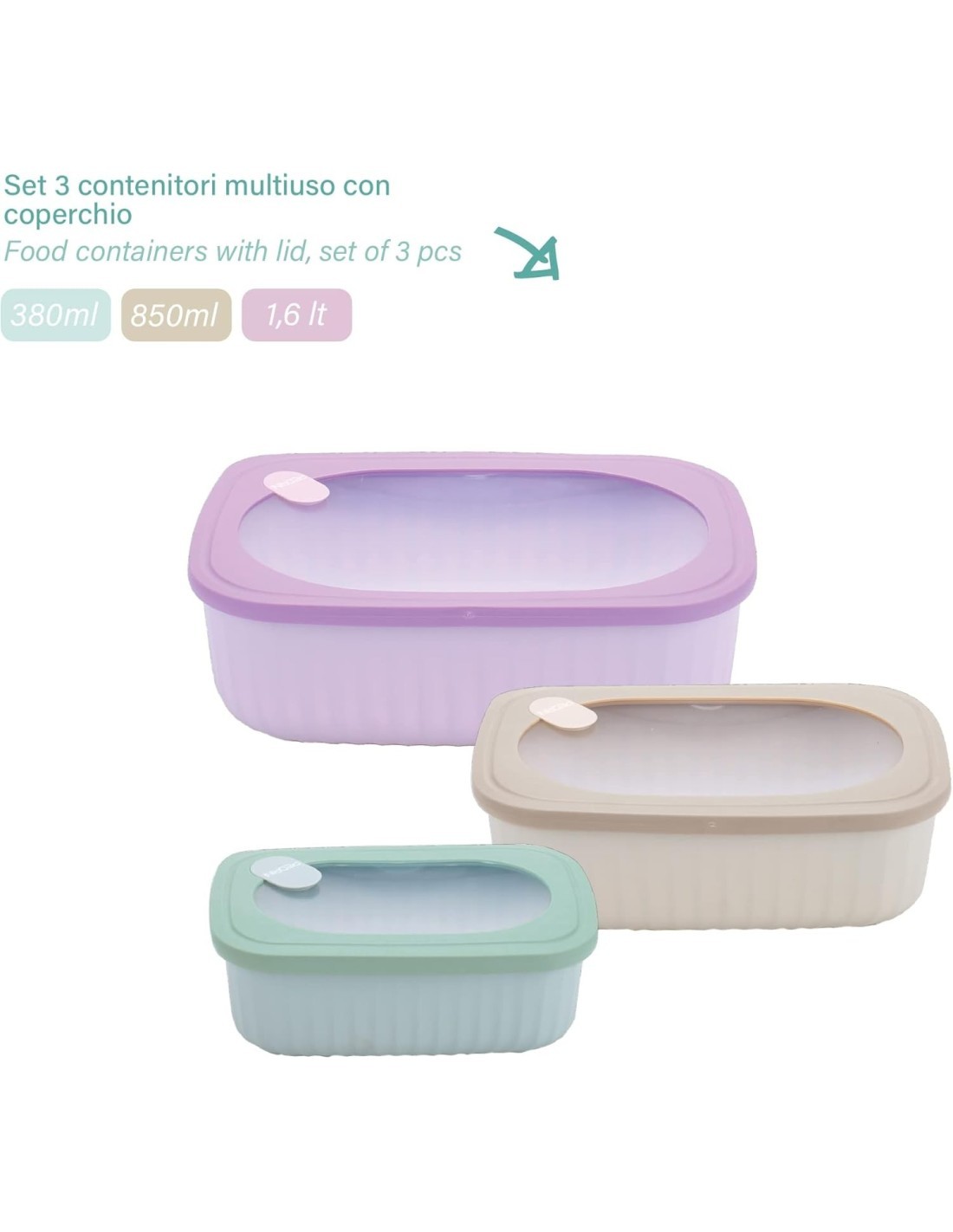 SET 3 CONTENITORI 04GD268 RETTANG CHIUSURA ERMETICA su TreG Ingrosso